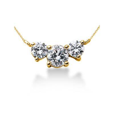 0.70CTW Diamond Three Stone Pendant in 14k Yellow Gold