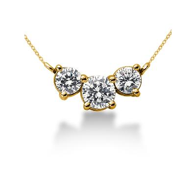 1.00CTW Diamond Three Stone Pendant in 14k Yellow Gold