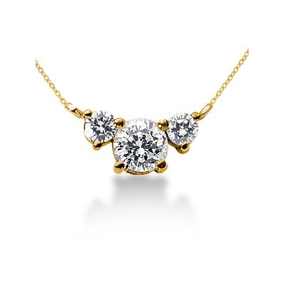 0.40CTW Diamond Three Stone Pendant in 14k Yellow Gold