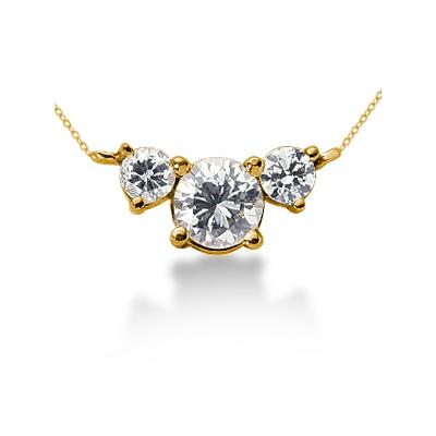 0.60CTW Diamond Three Stone Pendant in 18k Yellow Gold