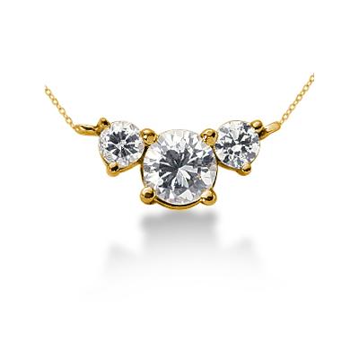 0.60CTW Diamond Three Stone Pendant in 18k Yellow Gold