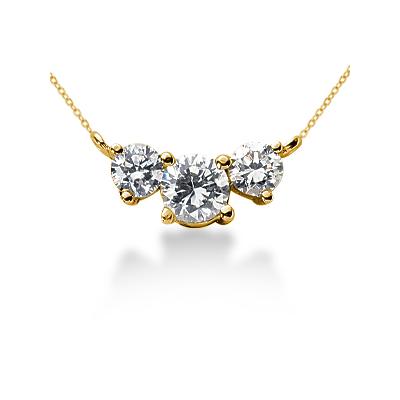 1.00CTW Diamond Three Stone Pendant in 14k Yellow Gold