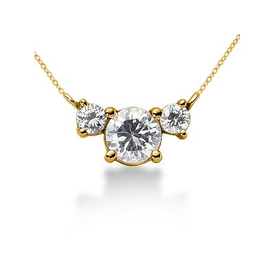 0.40CTW Diamond Three Stone Pendant in 18k Yellow Gold