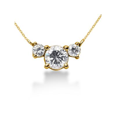 0.40CTW Diamond Three Stone Pendant in 14k Yellow Gold