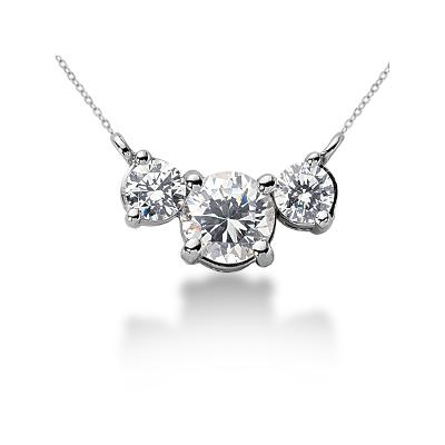 0.70CTW Diamond Three Stone Pendant in Platinum