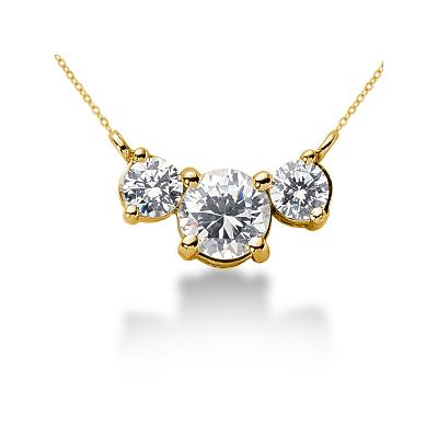 0.70CTW Diamond Three Stone Pendant in 14k Yellow Gold