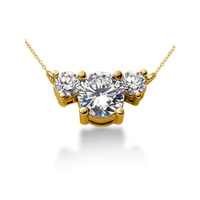 1.00CTW Diamond Three Stone Pendant in 18k Yellow Gold