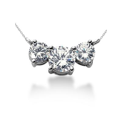 CTW Diamond Three Stone Pendant in Platinum