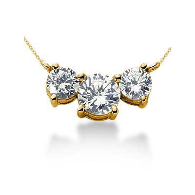 CTW Diamond Three Stone Pendant in 14k Yellow Gold