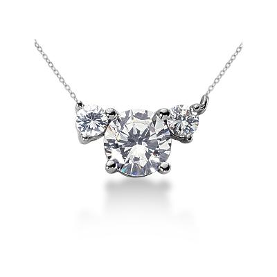 0.40CTW Diamond Three Stone Pendant in Palladium