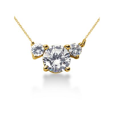 0.40CTW Diamond Three Stone Pendant in 18k Yellow Gold