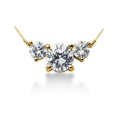 0.70CTW Diamond Three Stone Pendant in 18k Yellow Gold