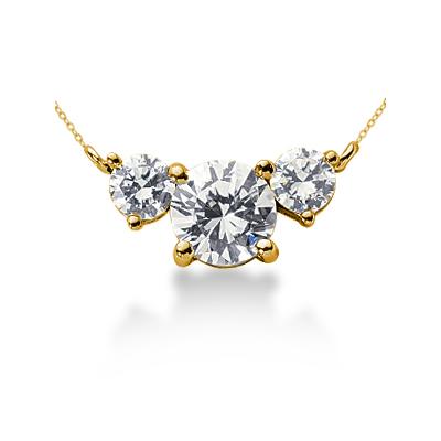 1.00CTW Diamond Three Stone Pendant in 14k Yellow Gold