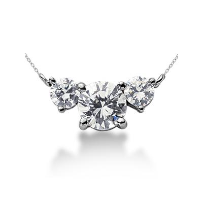 CTW Diamond Three Stone Pendant in Platinum