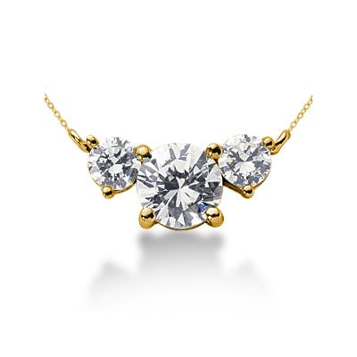 CTW Diamond Three Stone Pendant in 14k Yellow Gold