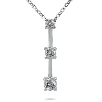 0.25CTW Classic Four Prong Three Stone Diamond Pendant in 14k White Gold