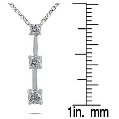 0.25CTW Classic Four Prong Three Stone Diamond Pendant in 14k White Gold