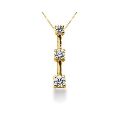 0.30CTW Classic Four Prong Three Stone Diamond Pendant in 18k Yellow Gold