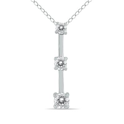 0.50CTW Classic Four Prong Three Stone Diamond Pendant in 14k White Gold