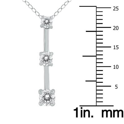 0.50CTW Classic Four Prong Three Stone Diamond Pendant in 14k White Gold
