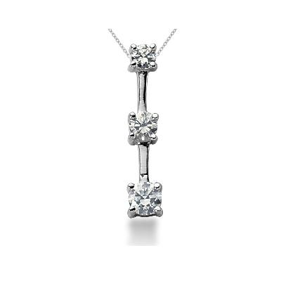0.50CTW Classic Four Prong Three Stone Diamond Pendant in Palladium