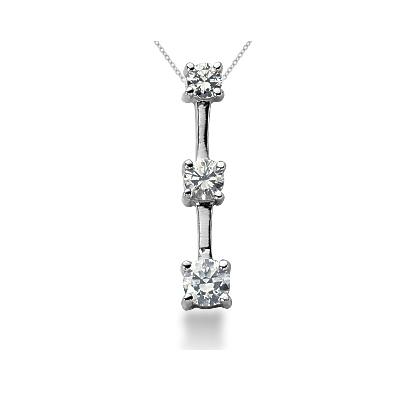 0.50CTW Classic Four Prong Three Stone Diamond Pendant in Platinum