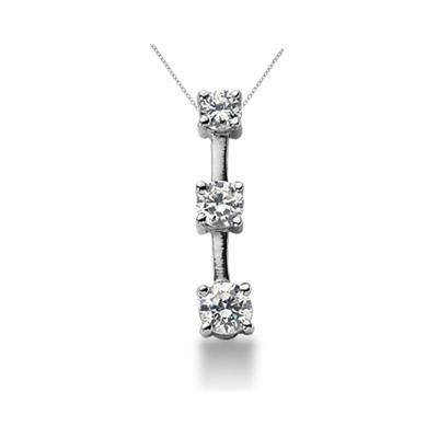 0.95CTW Classic Four Prong Three Stone Diamond Pendant in Palladium