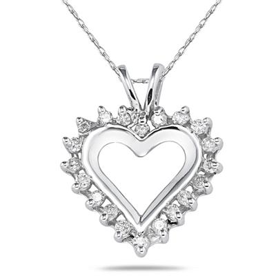 1/4 Carat Diamond Heart Pendant in 14K White Gold