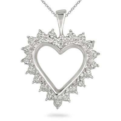 1/10 Carat Diamond Heart Pendant in .925 Sterling Silver