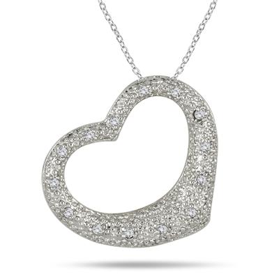 1/8 Carat Pave Diamond Heart Pendant in .925 Sterling Silver