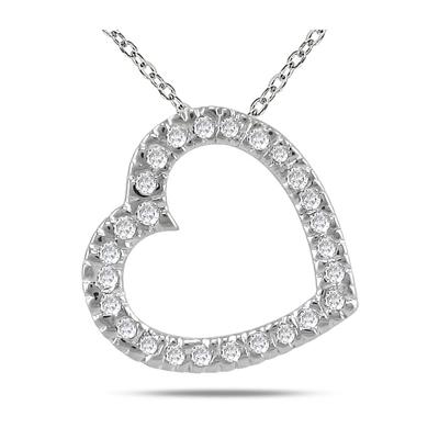 1/4 Carat TW Diamond Slide Heart Pendant in 14K White Gold