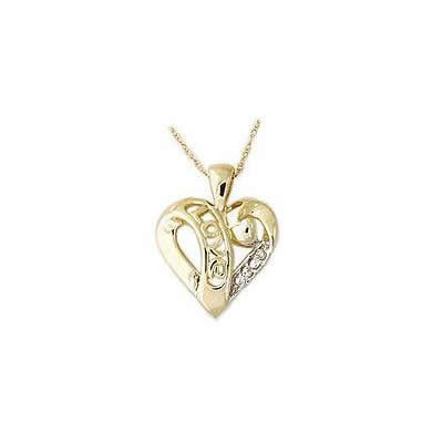 Diamond LOVE Engraved Heart Pendant