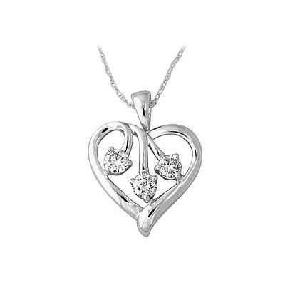 Diamond Heart Pendant in 14kt White Gold