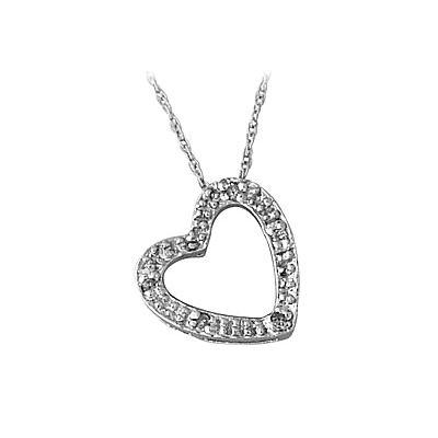 White Gold Diamond Heart Pendant in 10kt