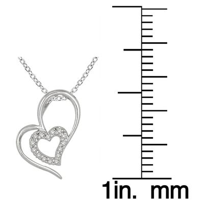 1/10 Carat Diamond Double Heart Pendant in .925 Sterling Silver
