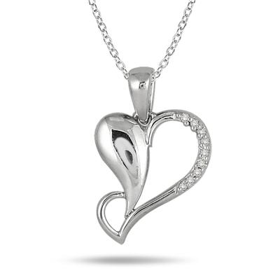 Diamond Heart Pendant in .925 Sterling Silver