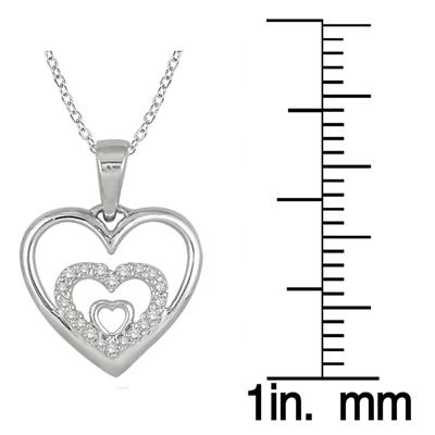 1/10 Carat Diamond Triple Heart Pendant in .925 Sterling Silver