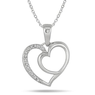 1/10 Carat Diamond Heart Pendant in .925 Sterling Silver