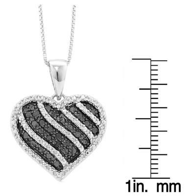 1/4 Carat Black Diamond Heart Pendant in .925 Sterling Silver