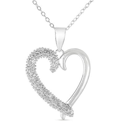 1/10 Carat T.W Diamond Heart pave Pendant in .925 Sterling Silver
