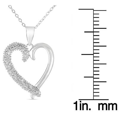 1/10 Carat T.W Diamond Heart pave Pendant in .925 Sterling Silver