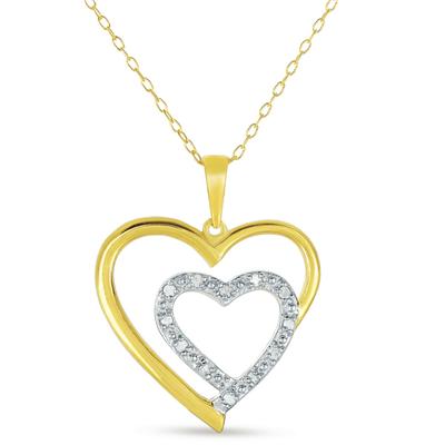 18K Yellow Gold Plated 1/10 Carat Diamond Heart Pendant in .925 Sterling Silver