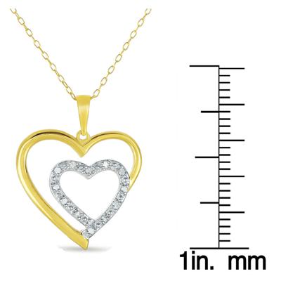 18K Yellow Gold Plated 1/10 Carat Diamond Heart Pendant in .925 Sterling Silver