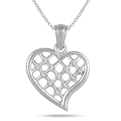 1/8 Carat Diamond Heart Pendant in .925 Sterling Silver 