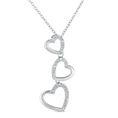 1/10 Carat Diamond Heart Link Pendant in .925 Sterling Silver