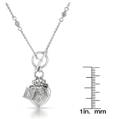 1/4 Carat Genuine Diamond Charm Necklace in .925 Sterling Silver