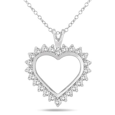1 Carat TW Diamond Heart Pendant in 10K White Gold 