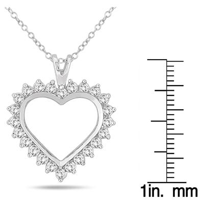 1 Carat TW Diamond Heart Pendant in 10K White Gold 