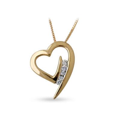 Diamond Heart Pendant in 14kt Yellow Gold  