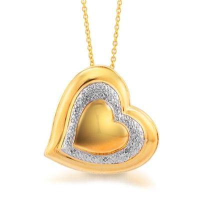18K Gold Plated Diamond Heart Pendant in Brass